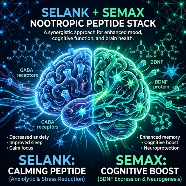 Selank + Semax: The Nootropic Peptide Stack for Anxiety and Focus Selank + Semax: The Nootropic Peptide Stack for Anxiety and Focus